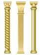 Three gold support columns in the style of oriental traditional architecture
