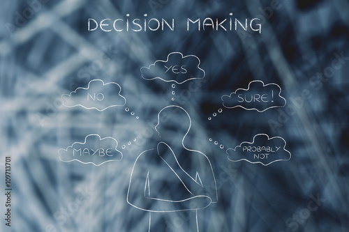 Fotografia, Obraz thoughtful man trying to choose, decision making