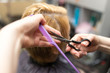 © schankz - Female hair cutting scissors in beauty salon