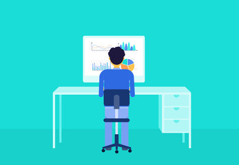 Aufkleber - business people on  analytic  graph monitor and business investment planning