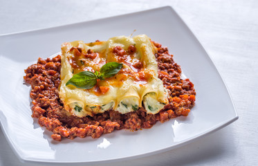 Poster - Canelloni stuffed with ricotta with bolognese sauce