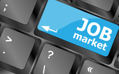 Poster - Job market key on the computer keyboard. Keyboard keys icon button vector. Keyboard Icon, Keyboard Icon Vector, Keyboard Icon Art, Keyboard Icon App