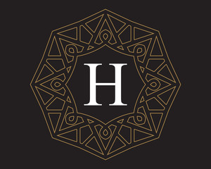 Sticker - monogram vintage letter H logo