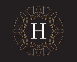 Sticker - monogram vintage classic letter H  logo