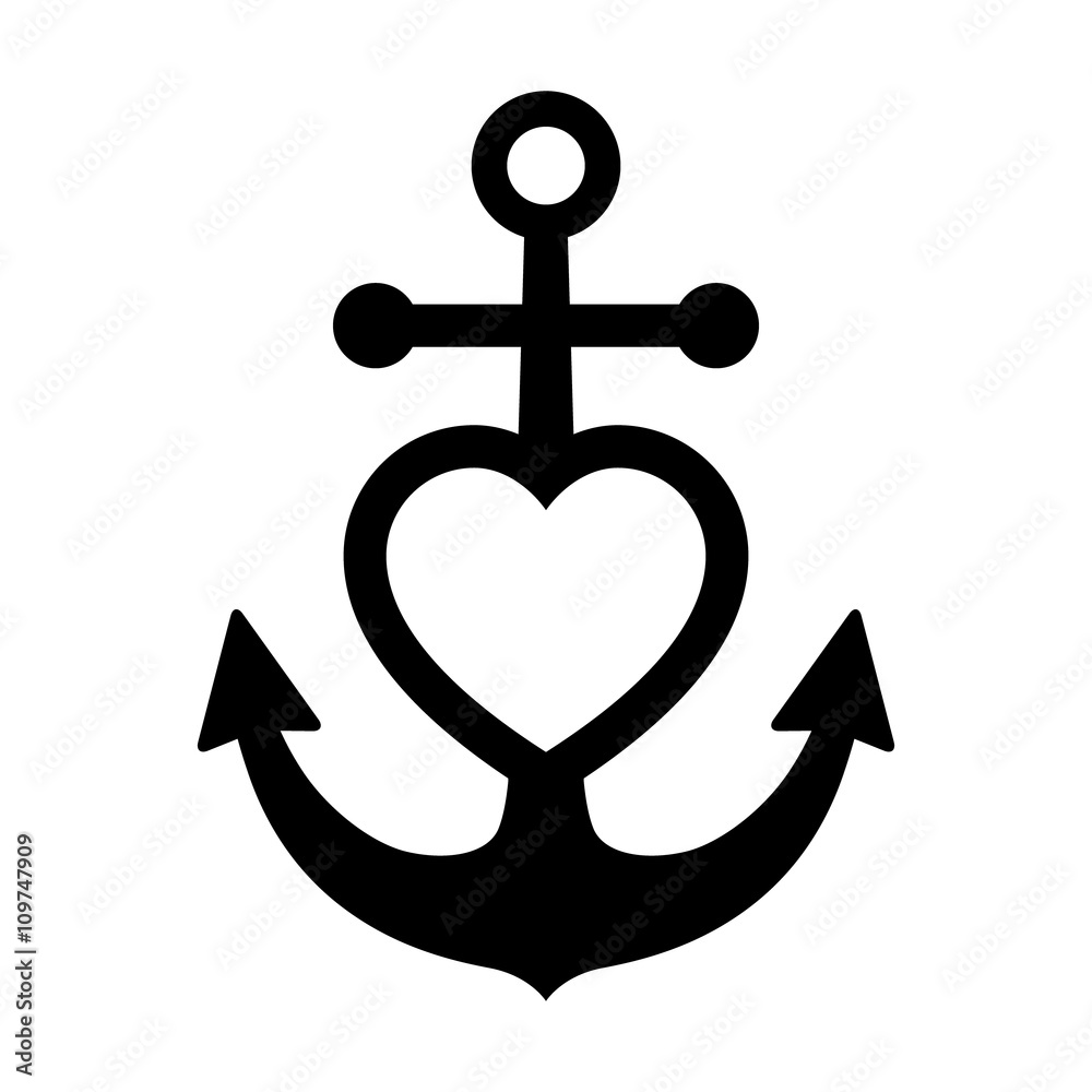 Anchored / anchor heart flat icon for apps and websites Stock Vector ...