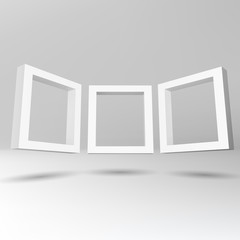 Poster - Three white rectangular 3D frames