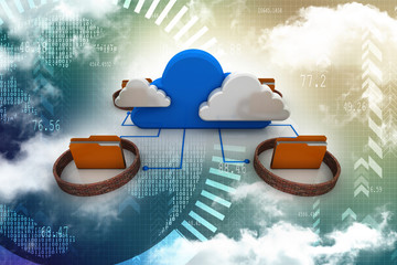 Aufkleber - 3d rendering cloud  folder network