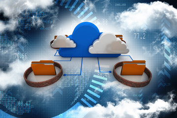 Poster - 3d rendering cloud  folder network