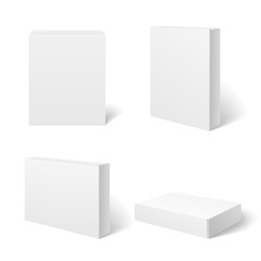 Wall Mural - White blank cardboard package box in different positions. Vector template. Cardboard box template, box package,  box container illustration