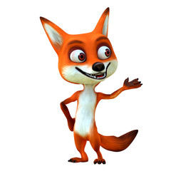 3d render  illustration cartoon of red fox great pose series 