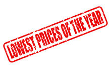 LOWEST PRICES OF THE YEAR Red Stamp Text