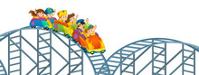 Cartoon Children On A Rollercoaster - Isolated - Illustration For Children