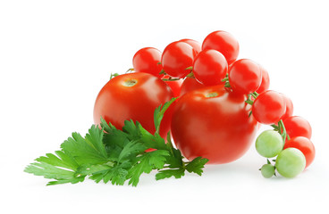 fresh tomatoes and parsley isolated