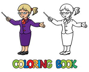 Wall Mural - Funny teacher. Coloring book