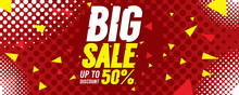 Big Sale 50 Percent 6250x2500 Pixel Banner Vector Illustration.