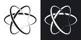 Fototapeta  - Vector atom icon. Two-tone version on black and white background