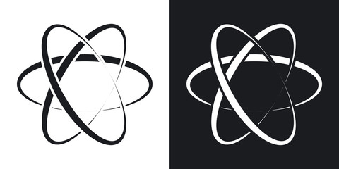 vector atom icon. two-tone version on black and white background
