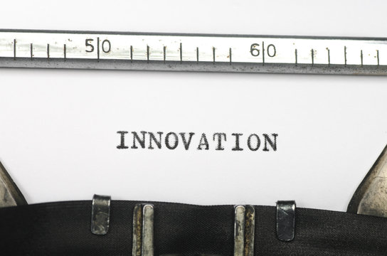 word innovation typed on old typewriter