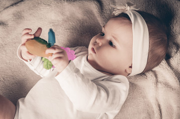 Portrait of cute caucasian baby girl