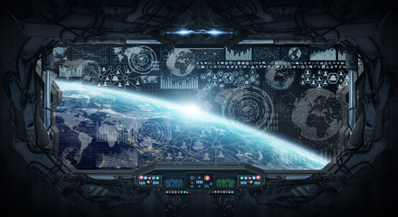 Aufkleber - View of planet Earth from inside a space station