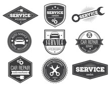 Auto Service Black White Emblems