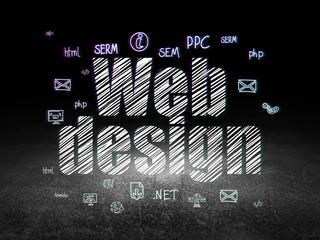 Web development concept: Web Design in grunge dark room