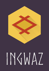 Wall Mural - Ingwaz rune of Elder Futhark in trend flat style.