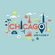 Chicago icons and typography design for cards, banners, tshirts, posters