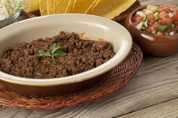 Sticker - a bowl of cooked ground beef