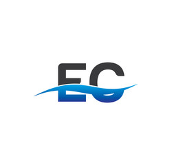 ec initial logo with swoosh blue and grey