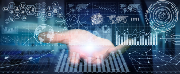 Poster - Businessman using digital charts for presentation