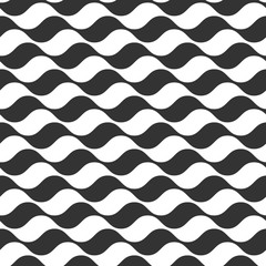 Wall Mural - Wavy stripes seamless pattern. Abstract fashion wave line design. Geometric texture. Graphic style for wallpaper, wrapping, fabric, background, apparel, other print production. Vector illustration