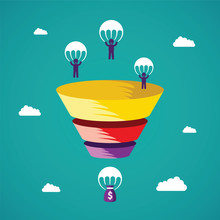 Sales Funnel Vector Concept In Flat Style