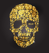 Skull Of Gold Glittering Stars