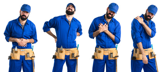 Wall Mural - Plumber with heart pain