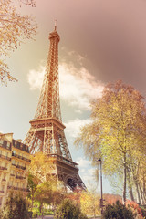  Paris, Eiffel tower on a bright spring day