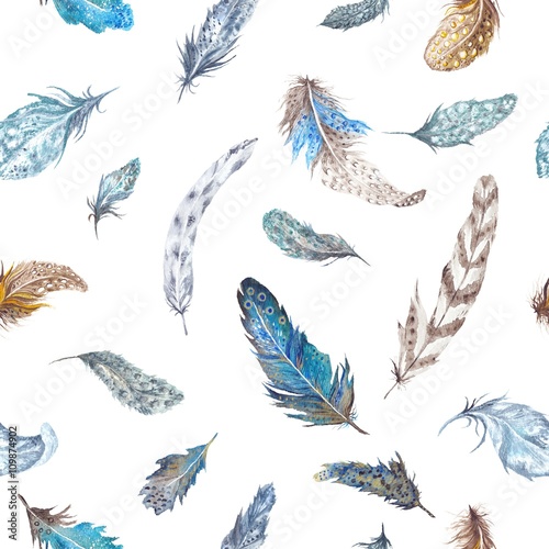 Fotografía Colorful Watercolor Feather Texture