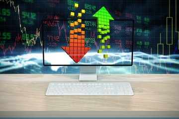 Poster - Composite image of a computer over a desk 