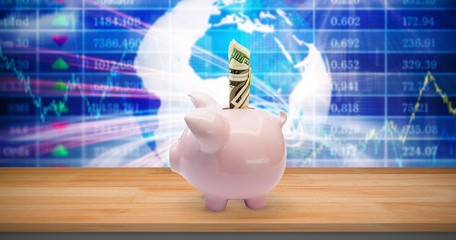 Poster - Composite image of dollar in piggy bank