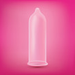 Latex condom over pink background.