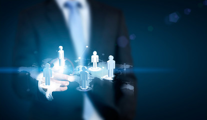 Poster - Businessman with networking system