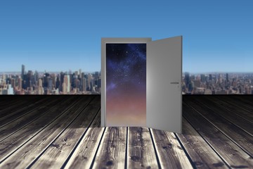 Wall Mural - Composite image of illustration of open door