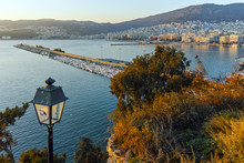 Last Rays Of Sun Over City Of Kavala, East Macedonia And Thrace, Greece