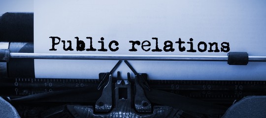 Poster - composite image of words public relations against white backgrou