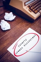 Poster - Composite image of the sentence poverty breeds discontent agains