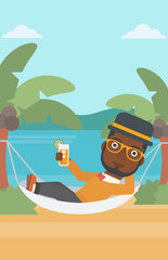 Canvas Print - Man chilling in hammock.