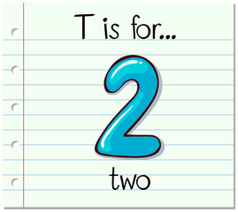 Flashcard letter T is for two