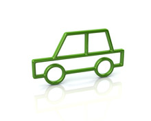 3d Illustration Of Green Sedan Car Icon