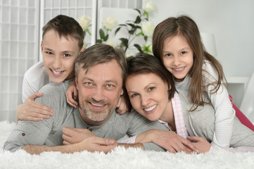 Poster - happy parents  with kids 