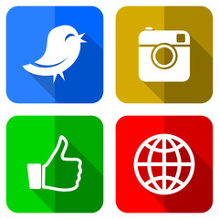 Poster - social media colored flat design icons set